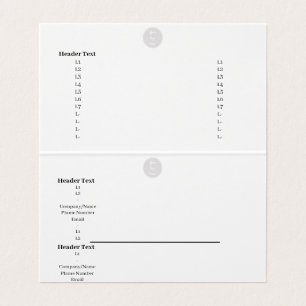 Carte de visite plié en tentes - Informations sur 
