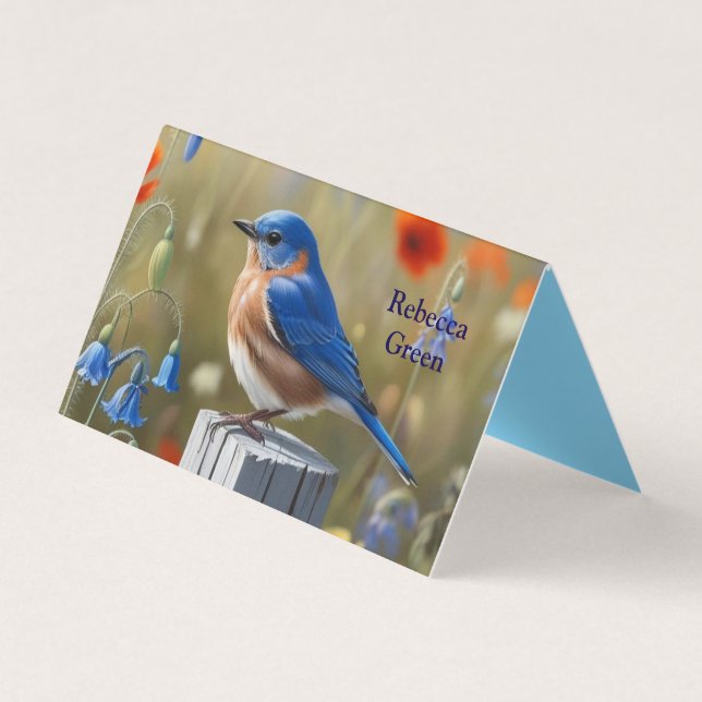 Carte de visite plié Petit Oiseau Bleu (Devant)