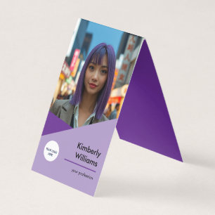 Carte de visite plié violet personnalisé