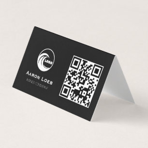 Carte de visite pliée au design moderne noir avec