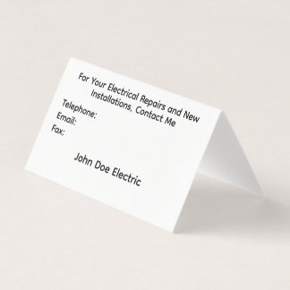 Carte de visite pliée pour électriciens