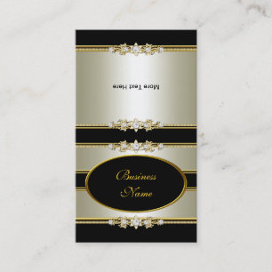 Carte De Visite Plier sur la crème élégante Noir