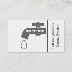 Carte De Visite Plomber gris, robinet blanc captivant la plomberie