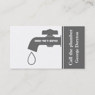 Carte De Visite Plomber gris, robinet blanc captivant la plomberie
