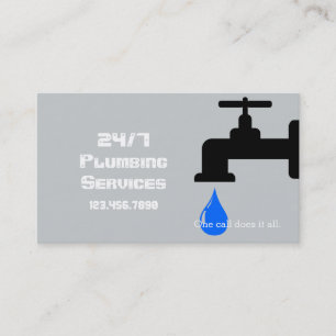 Carte De Visite Plomber moderne Gris Plumber Faucet Eau