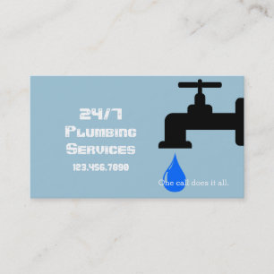 Carte De Visite Plomber Plomber moderne Bleu Flacon Eau