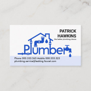 Carte De Visite Plomberie bleu créative Piping Home