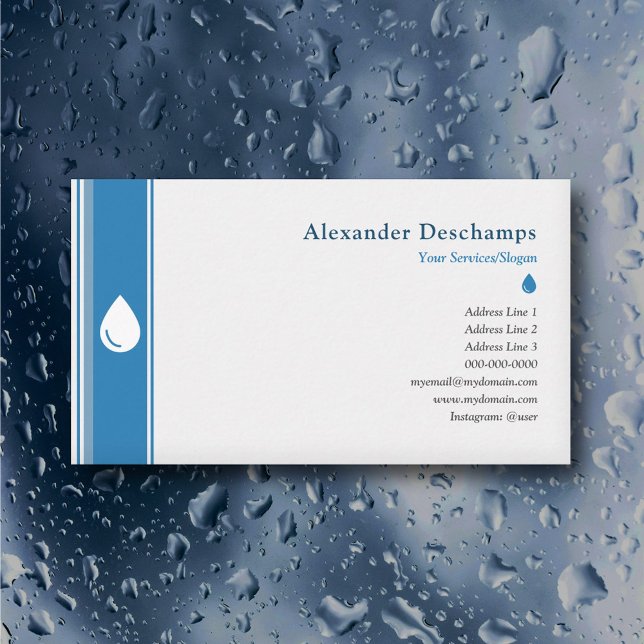 Carte De Visite Plomberie ou nettoyage de la maison - goutte d'eau (Plumbing or House Cleaning - Water Drop Business Card)