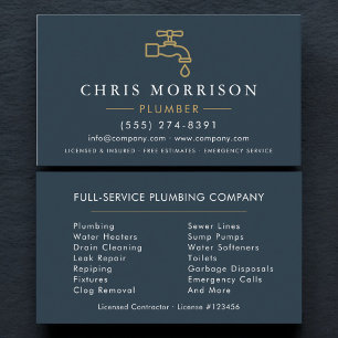 Carte De Visite Plombier Plomberie Minimaliste
