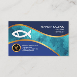 Carte De Visite Plongeur bleu renversant de poissons d'eau de mer