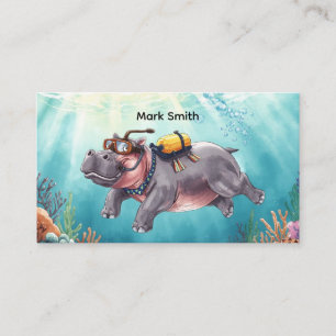 Carte De Visite Plongeur sous-marin Hippopotame