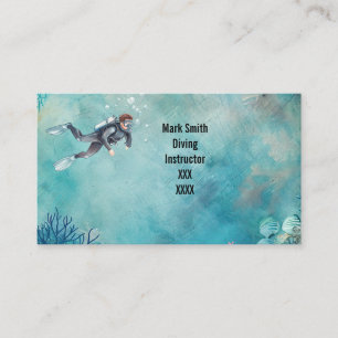 Carte De Visite Plongeur sous-marin plongeant sous l'eau