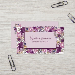 Carte De Visite Plum élégant, rose et violet floral