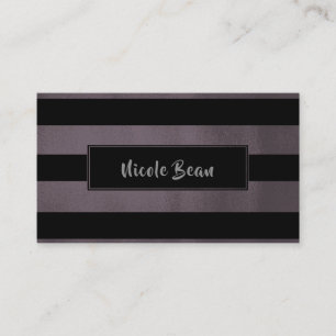Carte De Visite Plum foncé Mauve & Bandes noires Chic Glam moderne