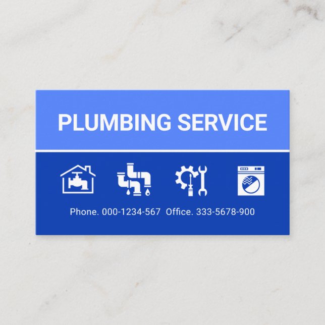 Carte De Visite Plumbing Icons On Blue Layers (Devant)