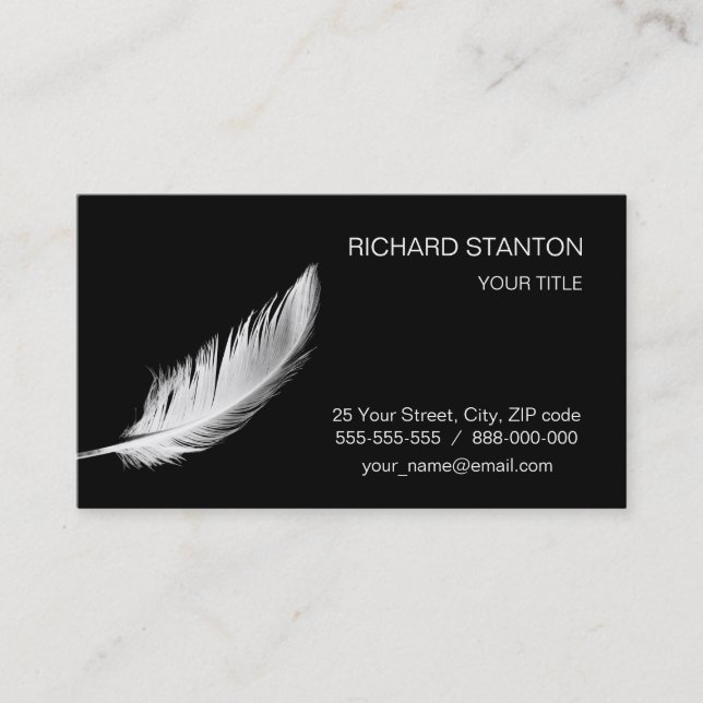 Carte De Visite Plume blanche Birdy (Devant)
