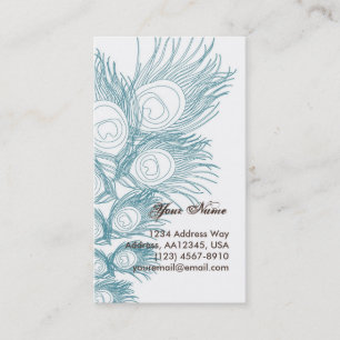 Carte De Visite Plume bleue de paon
