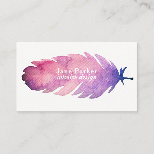 Carte De Visite Plume d'aquarelle (Devant)