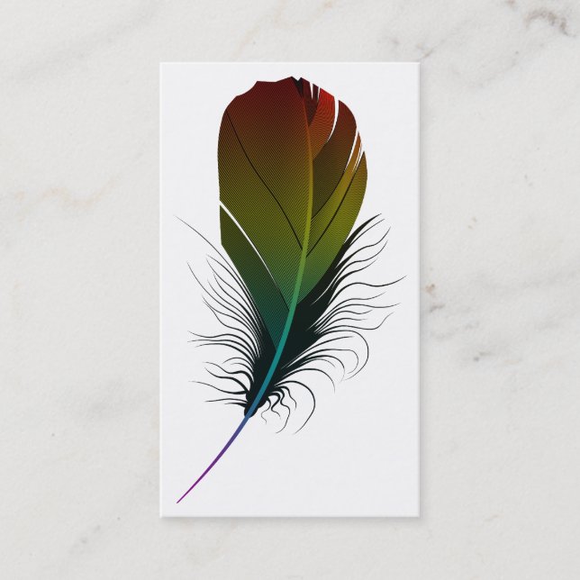 Carte De Visite plume d'arc-en-ciel (Devant)