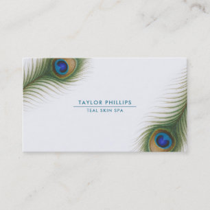 Carte De Visite Plume de Paon Boho Élégant