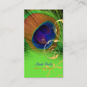 Carte De Visite Plume de paon de PixDezines+remous en filigrane