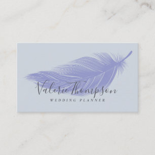Carte De Visite Plume élégante chic bleue poussiéreuse grise