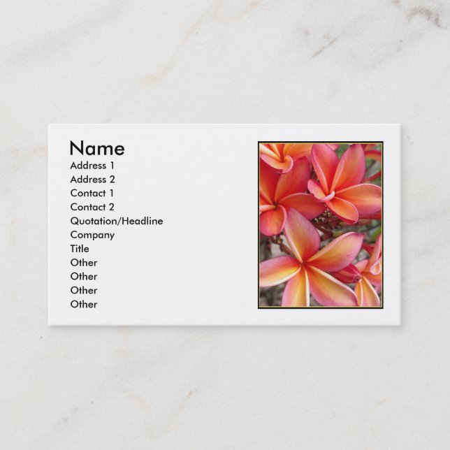 Carte De Visite Plumeria hawaïen (Devant)