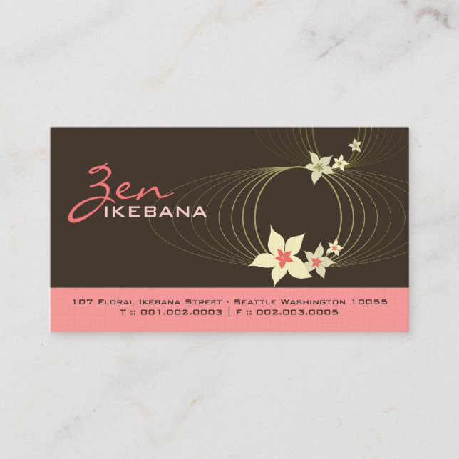 Carte De Visite Plumeria rose Frangipani Fleur chic Ikebana Zen (Devant)