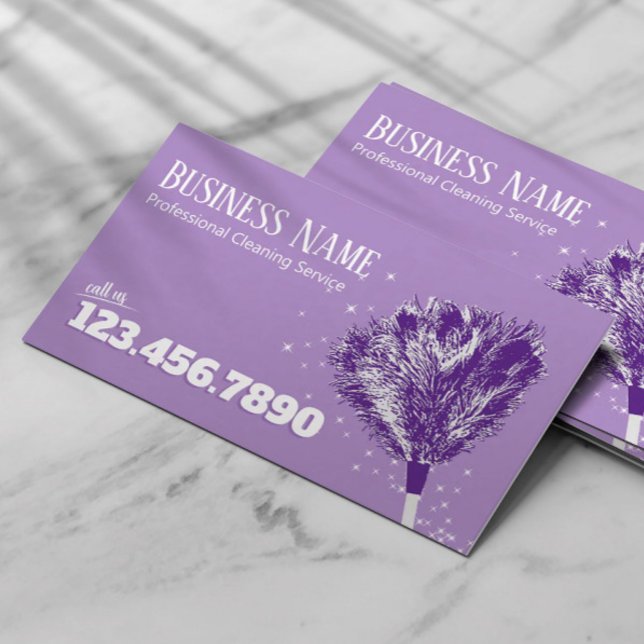 Carte De Visite Plumes de nettoyage de maison Duster Ménage violet (Créateur téléchargé)