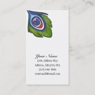 Carte De Visite Plumes de paon sur blanc