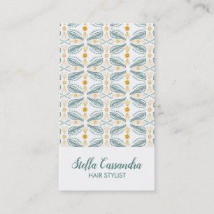 Carte De Visite Plumes feuille moderne Carrelage Motif Vert Or