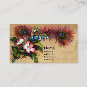 Carte De Visite Plumes, fleurs et fougères