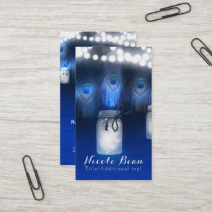 Carte De Visite Plumes Peacock, Mason Jar et lumières à cordes rus