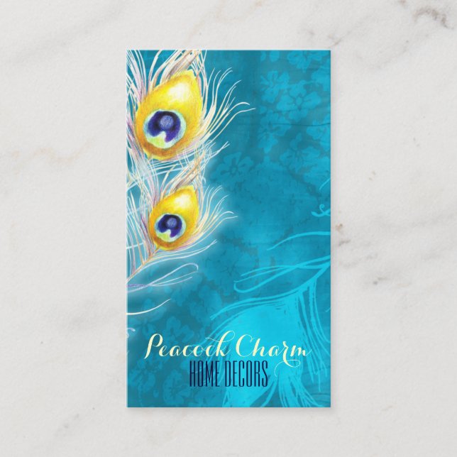 Carte De Visite Plumes Peacock Professionnel (Devant)