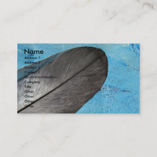 Carte De Visite Plumes sur Arrière - plan bleu