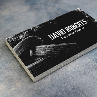 Carte De Visite Pneu de fitness grunge noir professionnel