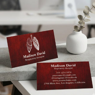 Carte De Visite Pneuthérapeute respiratoire rouge