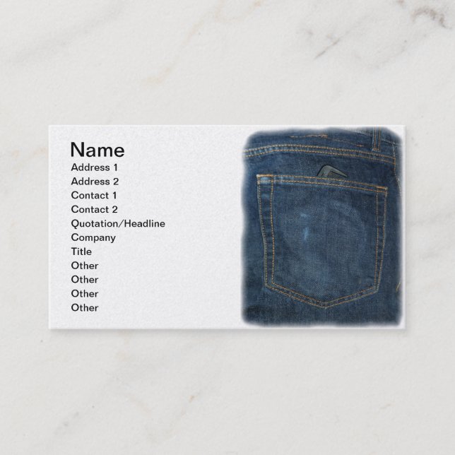 Carte De Visite Poche de denim de blues-jean (Devant)