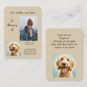 Carte De Visite Poche Memorial Keepsaké Golden Doodle Chien