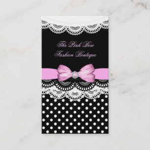 Carte De Visite Poche rose Point Rose noir dentelle blanche diaman