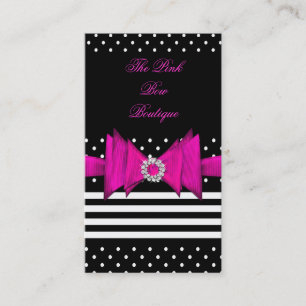Carte De Visite Poche rose Point rose noir rayure rose diamant Bow