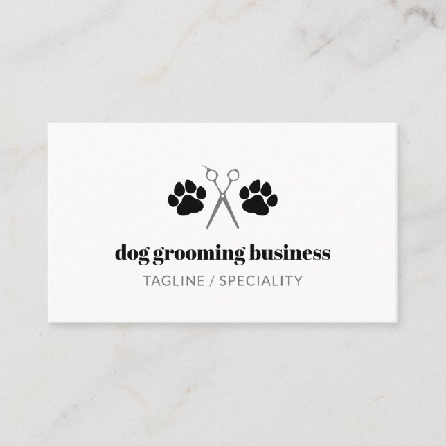 Carte De Visite Poches noires et ciseaux Chien Grooming (Devant)