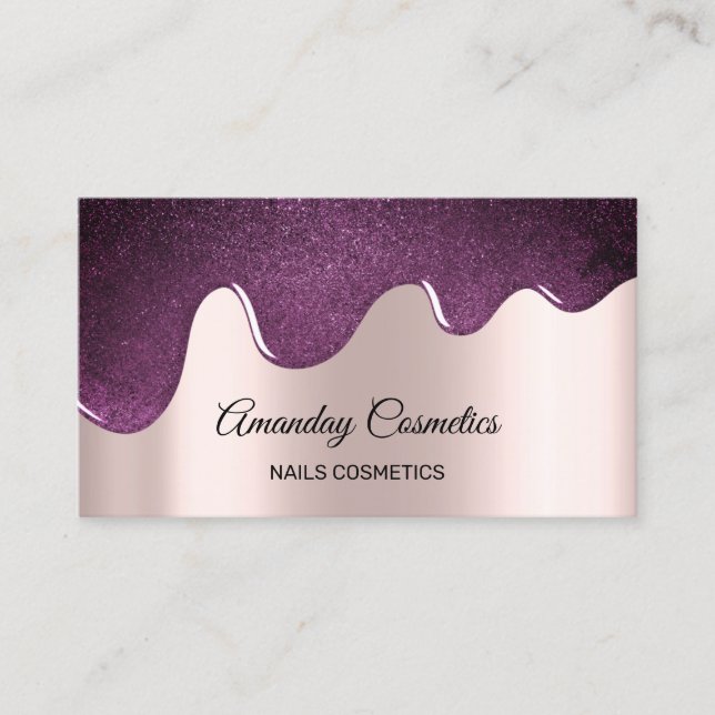 Carte De Visite Poches rose Clous cire maquillage violet violet (Devant)