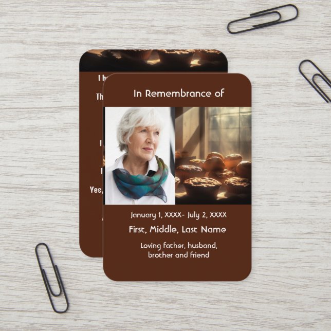 Carte De Visite Pocket Card Memorial Boulangerie Cuisine (Devant/Arrière en situation)