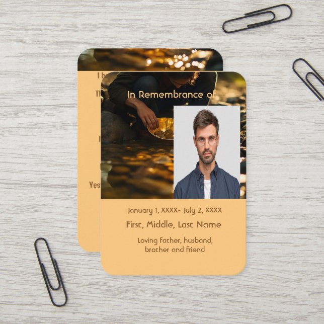 Carte De Visite Pocket Card Memorial Panning Panner Or (Devant/Arrière en situation)