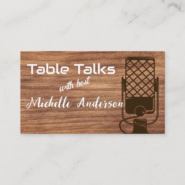 Carte De Visite Podcast | Microphone | Bois (Devant)