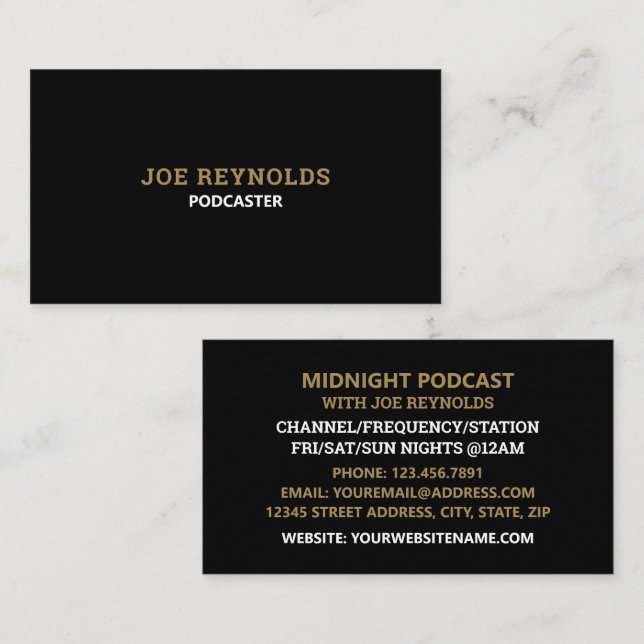 Carte De Visite Podcaster moderne et élégant, Podcast (Devant / Derrière)