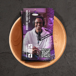 Carte De Visite Podcaster Social Media QR Code Photo