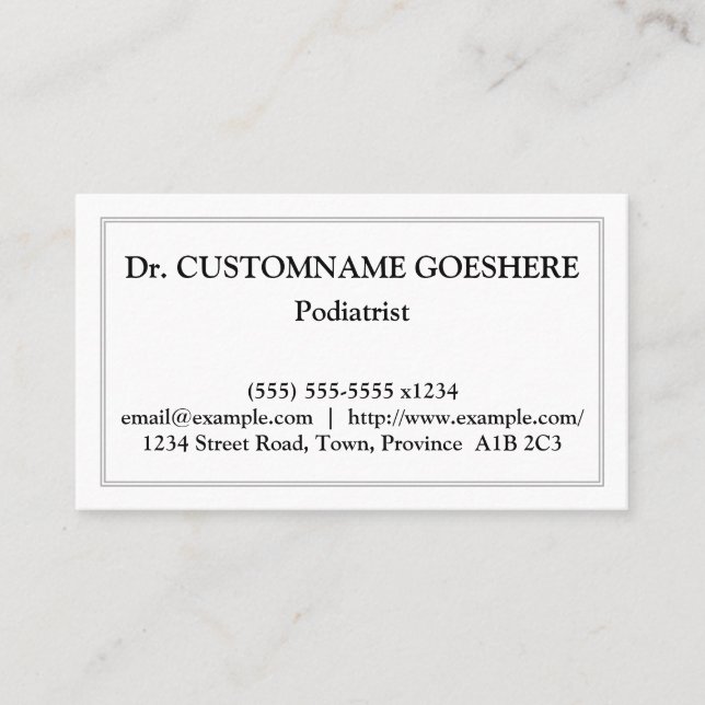 Carte de visite podiatriste simple (Devant)