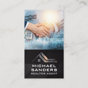 Carte De Visite Poignée de main professionnelle   Logo de l'immobi